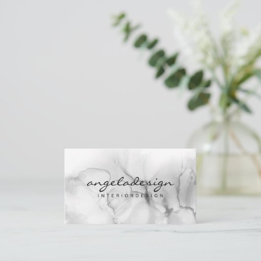 Waterverf grijs zwart wit visitekaartje (Staand voorkant)