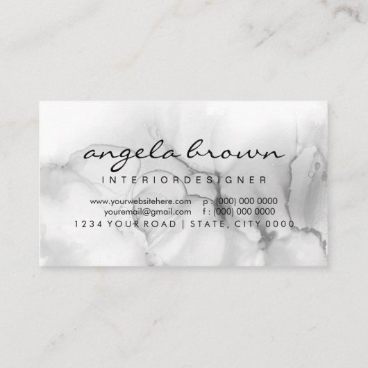 Waterverf grijs zwart wit visitekaartje (Achterkant)