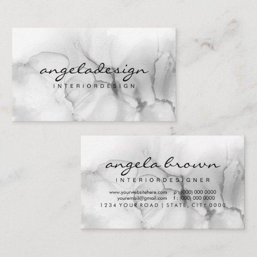 Waterverf grijs zwart wit visitekaartje (Voorkant / Achterkant)