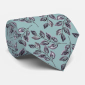 Waterverf grijs, zwarte twijgen op een turquoise stropdas (Opgerold)