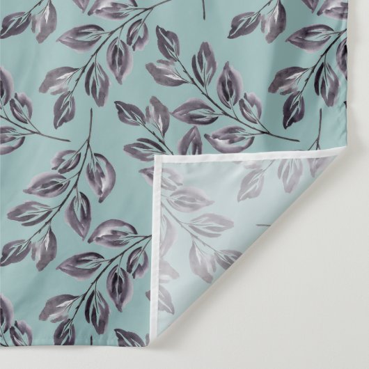 Waterverf grijs, zwarte twijgen op een turquoise wandkleed (Detail)