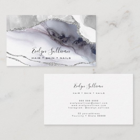 waterverf grijze achtergrond visitekaartje (Voorkant / Achterkant)