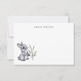 Waterverf Grijze Baby Bunny Persoonlijk Stationery Notitiekaartje
