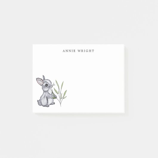 Waterverf Grijze Baby Bunny Persoonlijk Stationery Post-it® Notes (Voorkant)