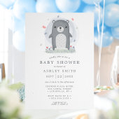 Waterverf Grijze Beer Eenvoudige boys Baby shower Kaart