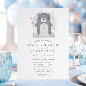 Waterverf Grijze Beer Eenvoudige boys Baby shower Kaart