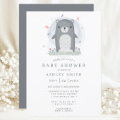 Waterverf Grijze Beer Eenvoudige boys Baby shower Kaart