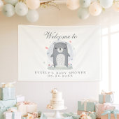 Waterverf Grijze Beer Jongen Baby shower Spandoek