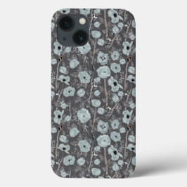 Waterverf grijze blauwe papaverbloemen Case-Mate iPhone case