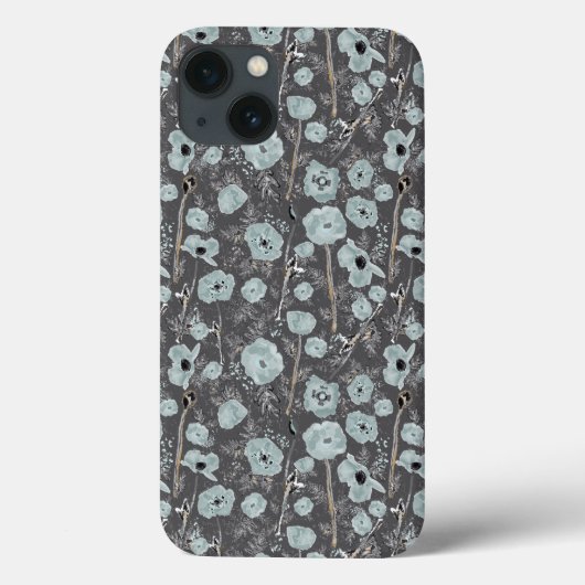 Waterverf grijze blauwe papaverbloemen Case-Mate iPhone case (Achterkant)