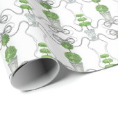 Waterverf Grijze Bogen en Groene Topiary Cadeaupapier (Rol Hoek)