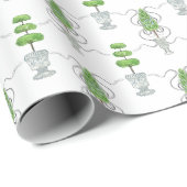 Waterverf Grijze Bogen en Groene Topiary Cadeaupapier (Rol Hoek)
