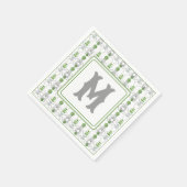 Waterverf Grijze Bogen en Groene Topiary Monogram Servet (Hoek)