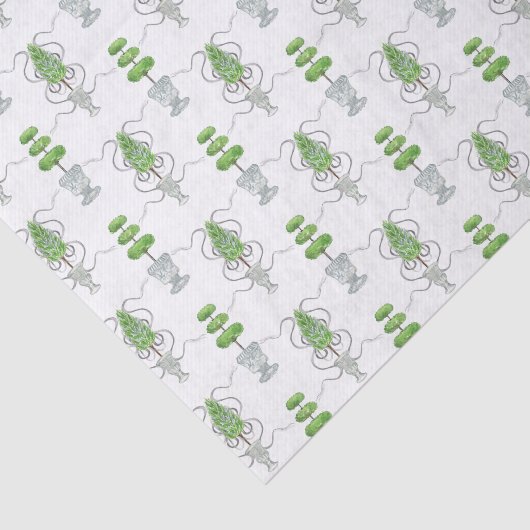 Waterverf Grijze Bogen en Groene Topiary Tissuepapier (Detail)