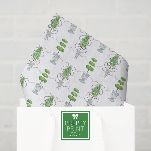 Waterverf Grijze Bogen en Groene Topiary Tissuepapier