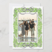 Waterverf Grijze Bogen & Groene Garland Topiary Fo Feestdagenkaart (Voorkant)