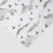 Waterverf Grijze en Witte Vliegende Vogels Tissuepapier (Detail)