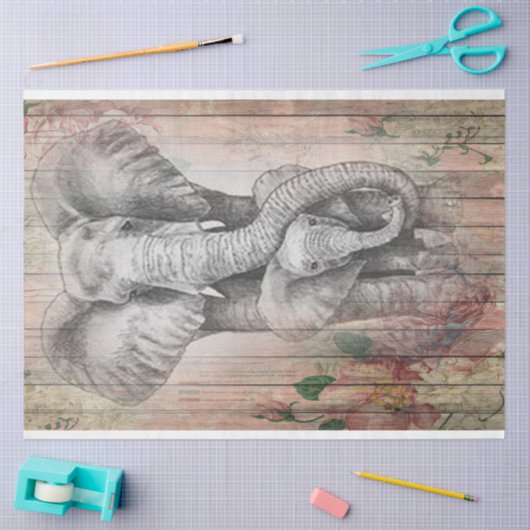 Waterverf grijze olifantenfamilie tissuepapier (Craft)