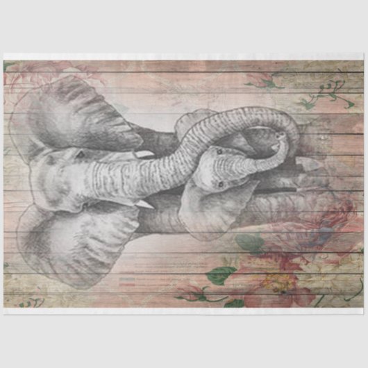 Waterverf grijze olifantenfamilie tissuepapier (Voorkant)