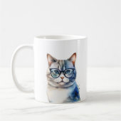 Waterverf Grijze Tabby Kat Gepersonaliseerd Koffiemok (Links)