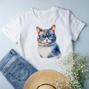 Waterverf Grijze Tabby Kat Gepersonaliseerd Tri-Blend Shirt