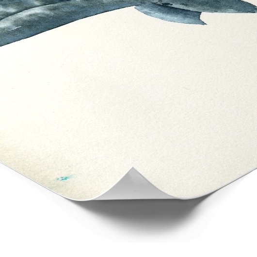 Waterverf grijze walvis poster (Hoek)