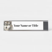 Waterverf Grijze Wolf Animal Love Wolves Art Bureau Naambordje (Voorkant)