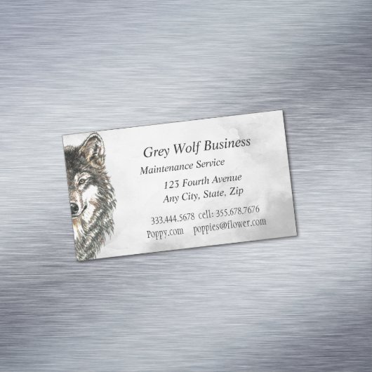 Waterverf Grijze Wolf (dierlijk Visitekaartje) Magnetisch Visitekaartje (Voorbeeld)