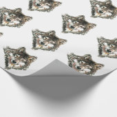 Waterverf Grijze Wolf Hoofd of Logo Cadeaupapier (Hoek)