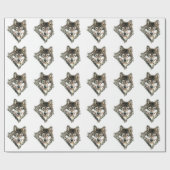 Waterverf Grijze Wolf Hoofd of Logo Cadeaupapier (Vlak)