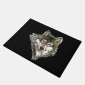 Waterverf Grijze Wolf Logo - Aangepaste naam wolve Deurmat (Schuin)