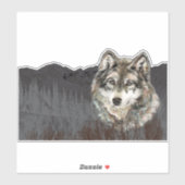 Waterverf Grijze Wolf Mountain Animal Natuur Art Sticker (Vel)