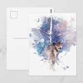 Waterverf Grijze Wolf Natuur in het wild Briefkaart (Voorkant / Achterkant)
