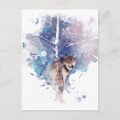 Waterverf Grijze Wolf Natuur in het wild Briefkaart (Voorkant)