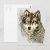 Waterverf Grijze Wolf Natuur in het wild Briefkaart (Voorkant / Achterkant)