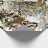 Waterverf Grijze Wolf Natuur in het wild Cadeaupapier (Hoek)