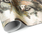 Waterverf Grijze Wolf Natuur in het wild Cadeaupapier (Rol Hoek)