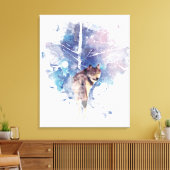 Waterverf Grijze Wolf Natuur in het wild Canvas Afdruk (Insitu (Woonkamer))