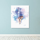 Waterverf Grijze Wolf Natuur in het wild Canvas Afdruk (Insitu (Houten vloer))