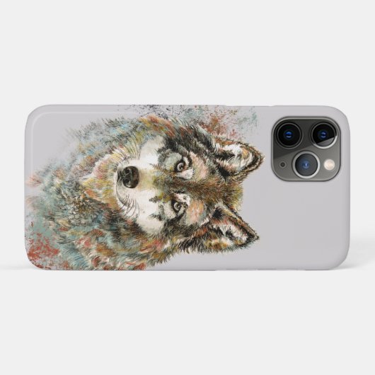 Waterverf Grijze Wolf Natuur in het wild Case-Mate iPhone Case (Achterkant (horizontaal))