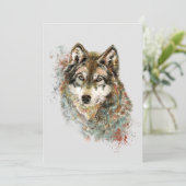 Waterverf Grijze Wolf Natuur in het wild Feestdagenkaart (Staand voorkant)
