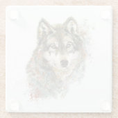 Waterverf Grijze Wolf Natuur in het wild Glazen Onderzetter (Achterkant)