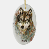 Waterverf Grijze Wolf Natuur in het wild Keramisch Ornament (Rechts)