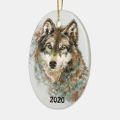 Waterverf Grijze Wolf Natuur in het wild Keramisch Ornament (Links)