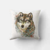 Waterverf Grijze Wolf Natuur in het wild Kussen (Achterkant)