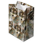 Waterverf Grijze Wolf Natuur in het wild Medium Cadeauzakje (Voorkant Gekanteld)