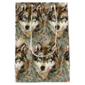 Waterverf Grijze Wolf Natuur in het wild Medium Cadeauzakje (Achterkant)