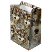 Waterverf Grijze Wolf Natuur in het wild Medium Cadeauzakje (Achterkant Gekanteld)