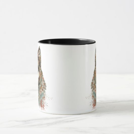 Waterverf Grijze Wolf Natuur in het wild Mok (Midden)