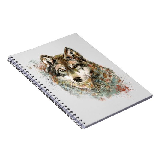 Waterverf Grijze Wolf Natuur in het wild Notitieboek (Rechterzijde)